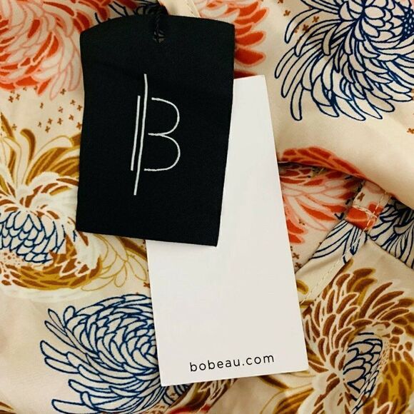 Bobeau Blouse Boho Floral Kimono Sleeve Pullover Top Beige Flowy Medium - Picture 7 of 9